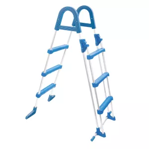 Medence létra, Azuro és Ibiza medencékhez, kétágú 3+3 fokos, 91 cm, szürke, horganyzott acél, műanyag lépcsőfokokkal (AS-185433)