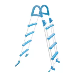   Medence létra, Azuro és Ibiza medencékhez, kétágú 4+4 fokos, 120 cm, szürke, horganyzott acél, műanyag lépcsőfokokkal (AS-185434)