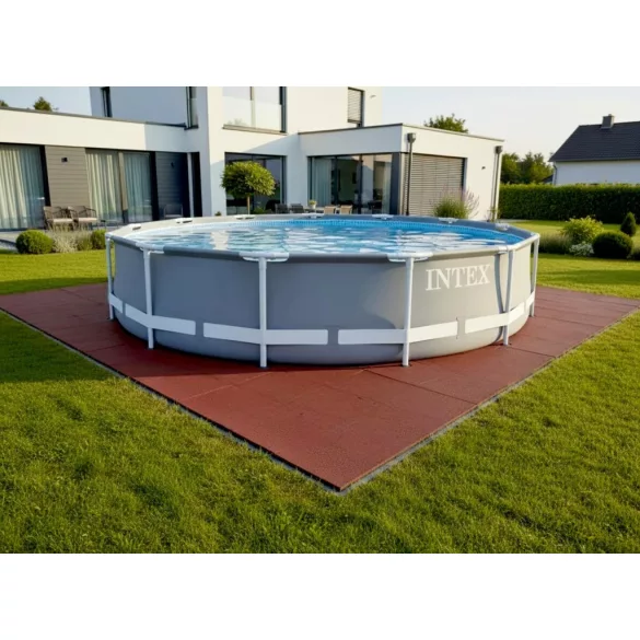 Gumilap medence alá, Poolx Safety, 100×100×3 cm, 31kg/m2, vörös, csúszáscsökkentő, ütéscsillapító, időjárásálló, esésvédő, kertbe, játszótérre