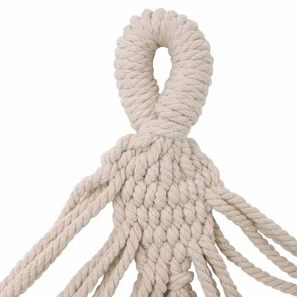 Kétszemélyes függőágy, 200 × 150 cm, bézs színben, 150 kg teherbírással, 65% gyapjú és 35% poliészter anyagból, tárolózsákkal, kültéri és beltéri használatra