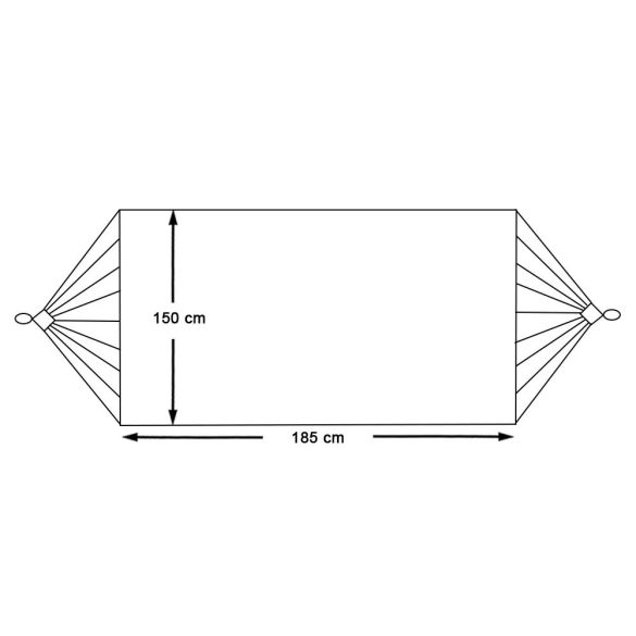 Kétszemélyes függőágy, 200 × 150 cm, bézs színben, 150 kg teherbírással, 65% gyapjú és 35% poliészter anyagból, tárolózsákkal, kültéri és beltéri használatra