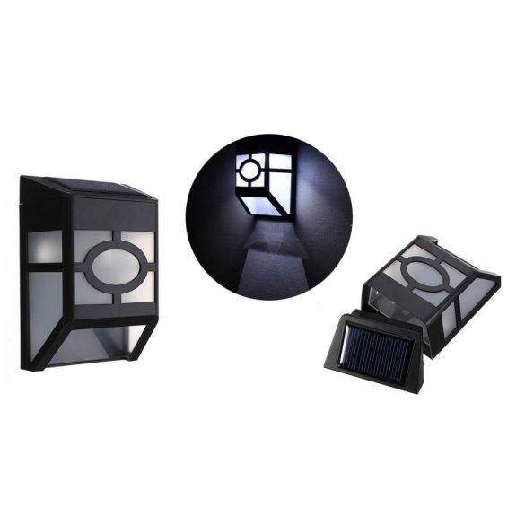 Kültéri fekete solár lámpa, 11,5 x 9 x 5 cm, műanyag