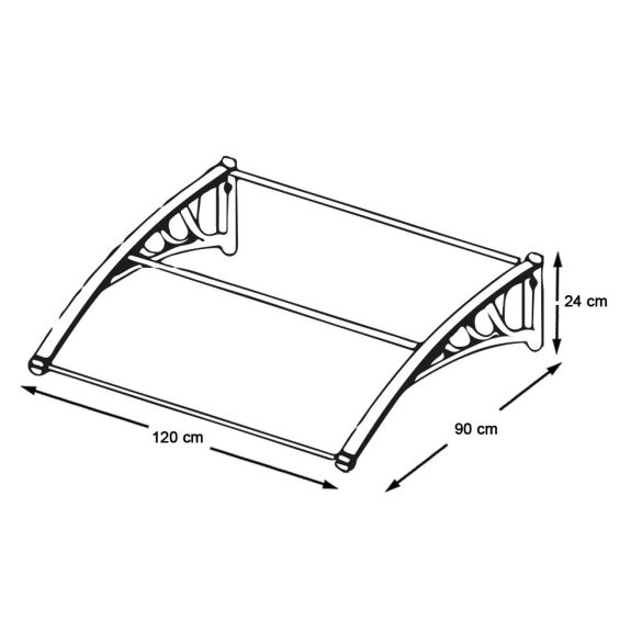 Műanyag előtető több méretben és színben-120x90 cm-fekete
