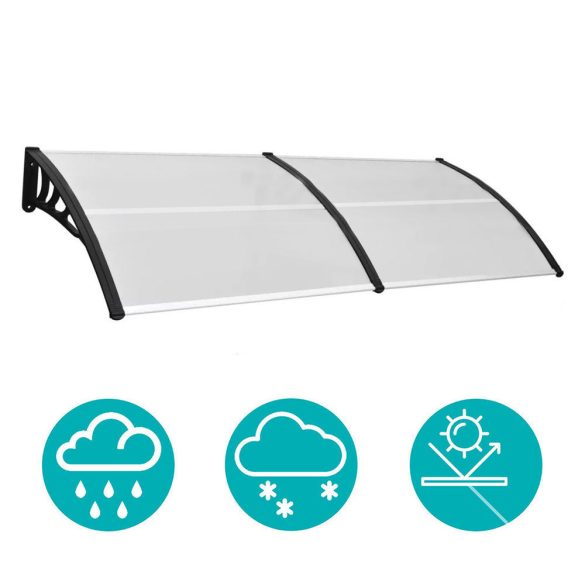 Műanyag előtető több méretben és színben-240x90 cm-fekete