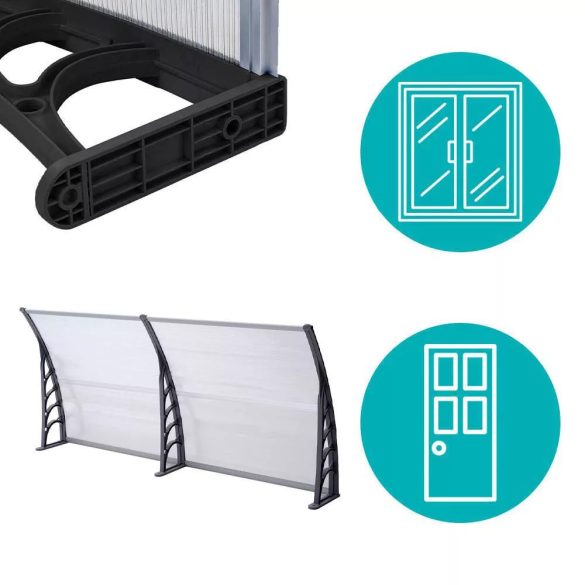 Műanyag előtető több méretben és színben-240x90 cm-fekete