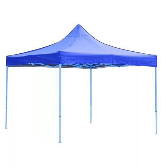 Összecsukható kerti pavilon, 2,9 × 2,9 m, kék színben, fém vázzal, PVC és oxford anyagból, max. 3,2 m magassággal, stabil és könnyen felállítható szerkezettel, kültéri használatra