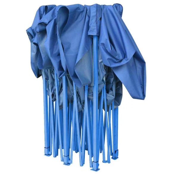 Összecsukható kerti pavilon, 2,9 × 2,9 m, kék színben, fém vázzal, PVC és oxford anyagból, max. 3,2 m magassággal, stabil és könnyen felállítható szerkezettel, kültéri használatra