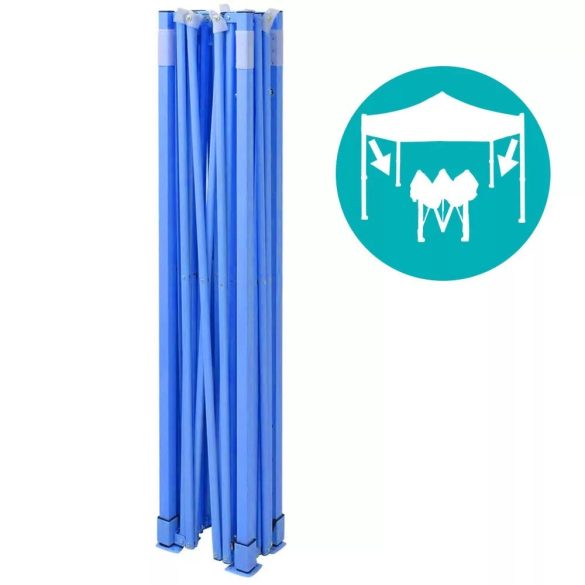 Összecsukható kerti pavilon, 2,9 × 2,9 m, fehér színben, fém vázzal, PVC és oxford anyagból, max. 3,2 m magassággal, stabil és könnyen felállítható szerkezettel, kültéri használatra