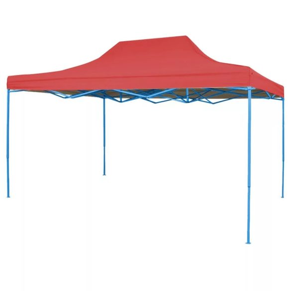 Összecsukható kerti pavilon, 2,9 × 4,25 m, piros színben, fém vázzal, PVC és oxford anyagból, 3 m teljes magassággal, stabil és könnyen felállítható szerkezettel, kültéri használatra