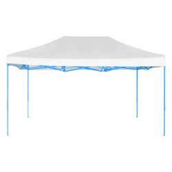   Összecsukható kerti pavilon, 2,9 × 4,25 m, fehér színben, fém vázzal, PVC és oxford anyagból, 3 m teljes magassággal, stabil és könnyen felállítható szerkezettel, kültéri használatra