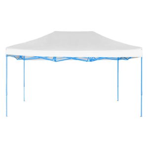 Összecsukható kerti pavilon, 2,9 × 4,25 m, fehér színben, fém vázzal, PVC és oxford anyagból, 3 m teljes magassággal, stabil és könnyen felállítható szerkezettel, kültéri használatra