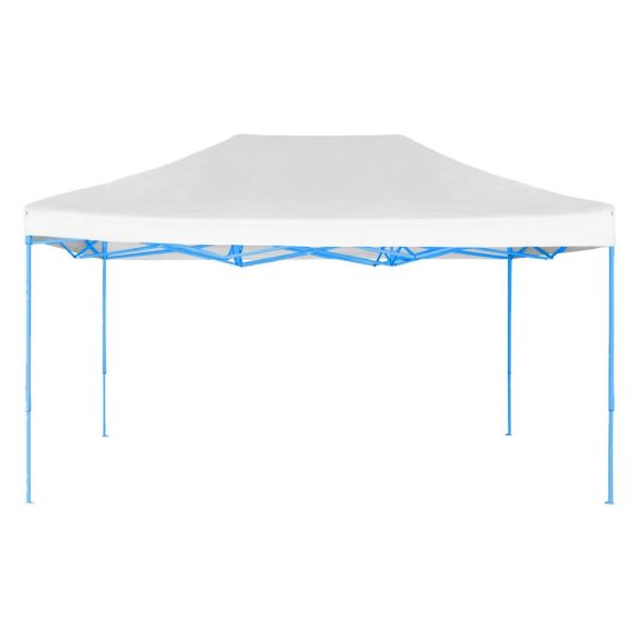 Összecsukható kerti pavilon, 2,9 × 4,25 m, fehér színben, fém vázzal, PVC és oxford anyagból, 3 m teljes magassággal, stabil és könnyen felállítható szerkezettel, kültéri használatra