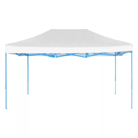 Összecsukható kerti pavilon, 2,9 × 4,25 m, fehér színben, fém vázzal, PVC és oxford anyagból, 3 m teljes magassággal, stabil és könnyen felállítható szerkezettel, kültéri használatra