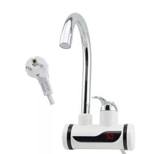 LED kijelzős vízmelegítő csaptelep, fali, vízszintes csatlakozás, 3000 W, AC220V, IPX4, 26,5 × 21,5 × 11 cm, fém-műanyag