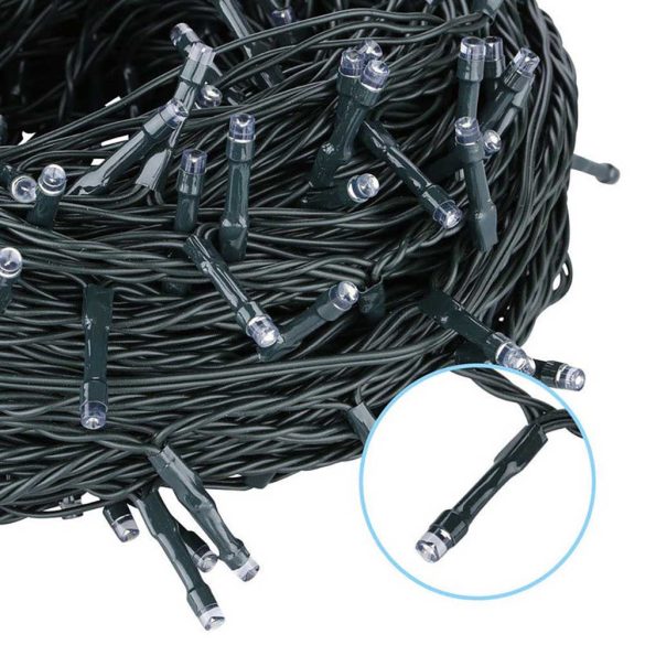 LED fényfüzér, 51 m, 480 LED, melegfehér, 8 világítási móddal, IP44 védelemmel, PVC és réz anyagból, beltéri és kültéri használatra