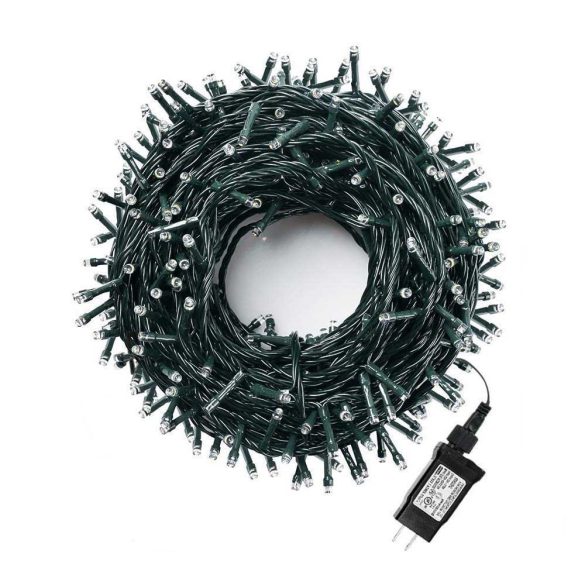 LED fényfüzér, 51 m, 480 LED, színes, 8 világítási móddal, IP44 védelemmel, PVC és réz anyagból, beltéri és kültéri használatra