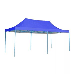 Összecsukható kerti pavilon, 2,9 × 5,7 m, kék színben, fém vázzal, PVC és oxford anyagból, max. 3,5 m magassággal, stabil és könnyen felállítható szerkezettel, kültéri használatra