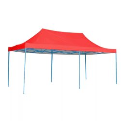   Összecsukható kerti pavilon, 2,9 × 5,7 m, piros színben, fém vázzal, PVC és oxford anyagból, max. 3,5 m magassággal, stabil és könnyen felállítható szerkezettel, kültéri használatra