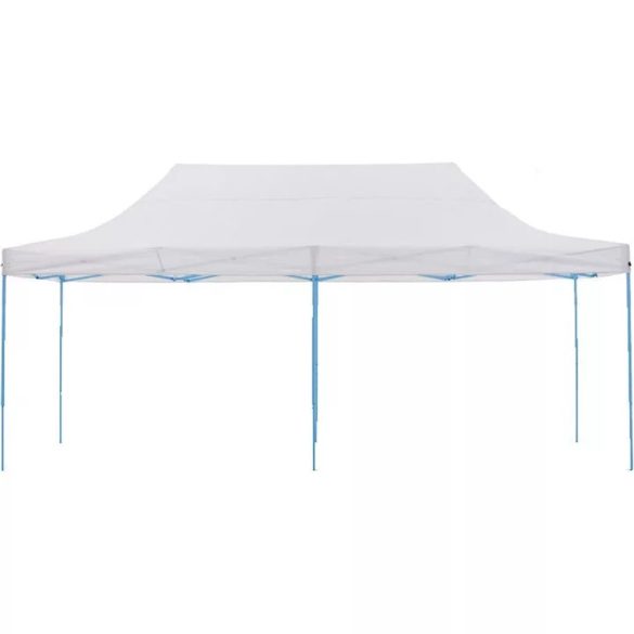 Összecsukható kerti pavilon, 2,9 × 5,7 m, fehér színben, fém vázzal, PVC és oxford anyagból, max. 3,5 m magassággal, stabil és könnyen felállítható szerkezettel, kültéri használatra