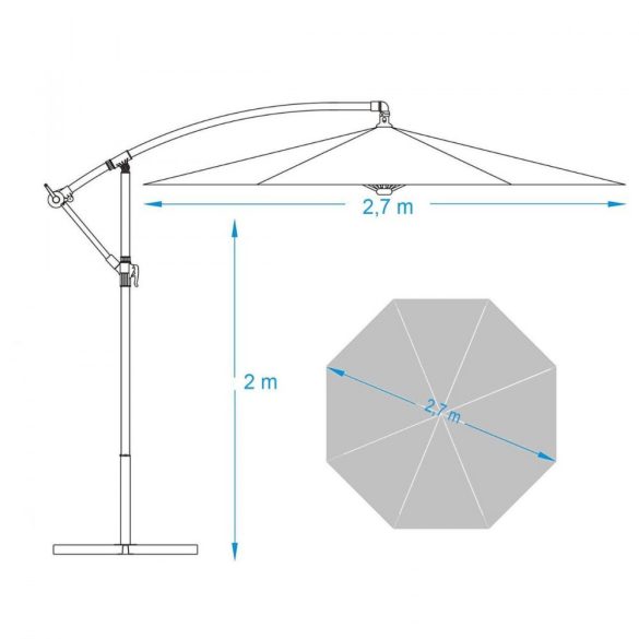 Függő napernyő, szürke