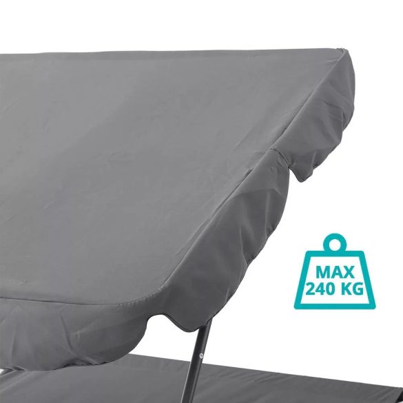 Kétszemélyes napozóágy árnyékolóval-szürke