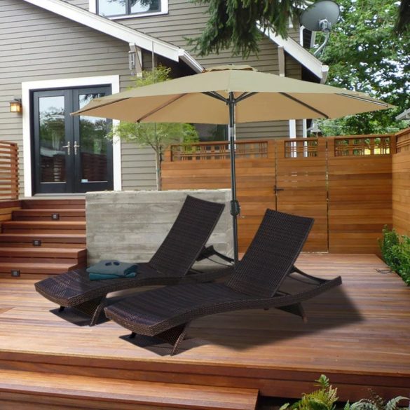 Napernyő, dönthető, nagy méretű, 270 x 225 cm, khaki, állítható dőlésszögű, talp nélkül, könnyű szerkezet