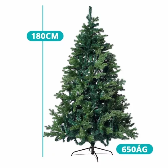 Nordmann King 3D-s műfenyő, 180 cm, zöld, 2D és 3D tűlevelekkel, 650 ág, fém talppal, dús kivitel