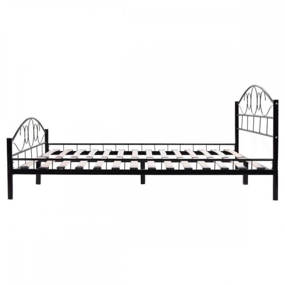 Ágykeret, fém, ágyráccsal, 160 x 200 cm, fekete