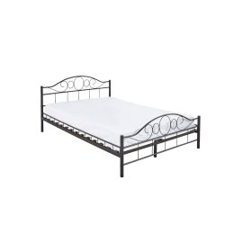   Mimi fém ágykeret ajándék fa ágyráccsal, 140 x 200 cm, fekete, formatervezett fej- és lábtámlával, középső merevítéssel, könnyen összeszerelhető
