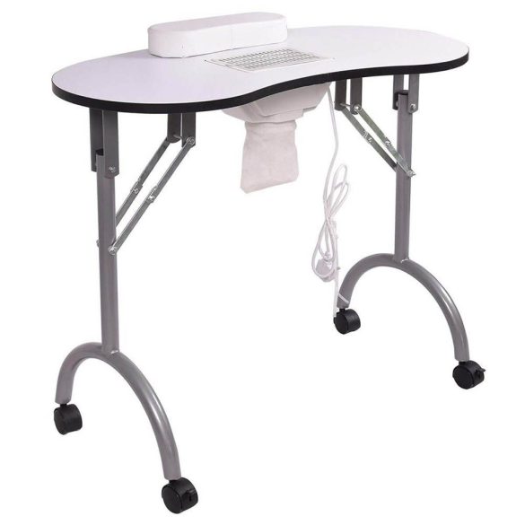 Manikűr asztal, hordozható, összecsukható, beépített ventilátor, kézpárna, hordtáskával