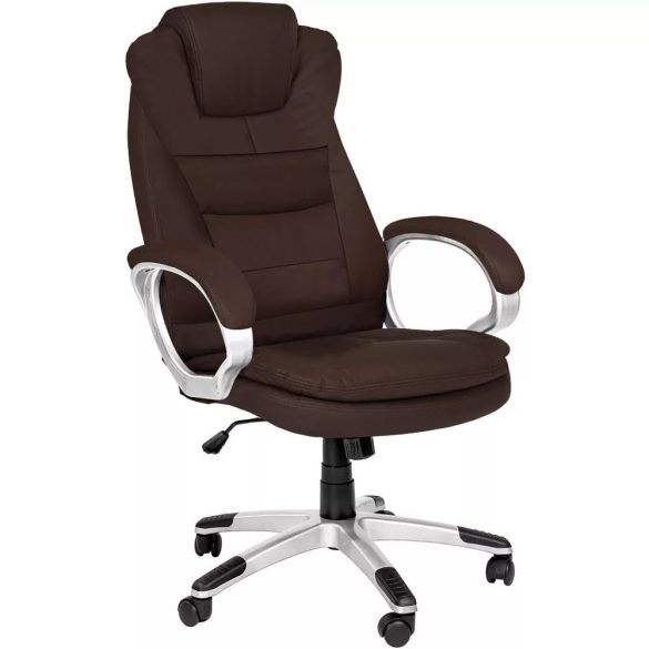 RELAX főnöki forgószék, ergonomikus típus, 52 × 50 cm, barna, műbőr kárpitozás, állítható magasság, fém vázas, görgős