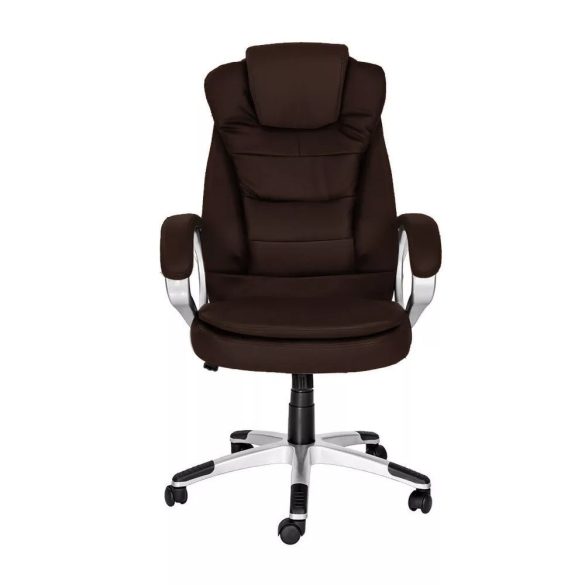 RELAX főnöki forgószék, ergonomikus típus, 52 × 50 cm, barna, műbőr kárpitozás, állítható magasság, fém vázas, görgős