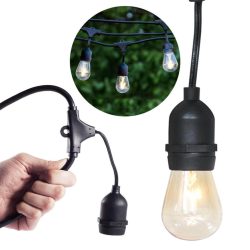   Vízálló dekor égősor, 15db E27 ST45 LED, 14,6 m, melegfehér, IP65, kültéri, összekapcsolható