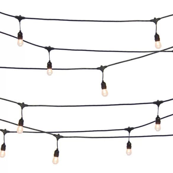 Vízálló dekor égősor, 15db E27 ST45 LED, 14,6 m, melegfehér, IP65, kültéri, összekapcsolható