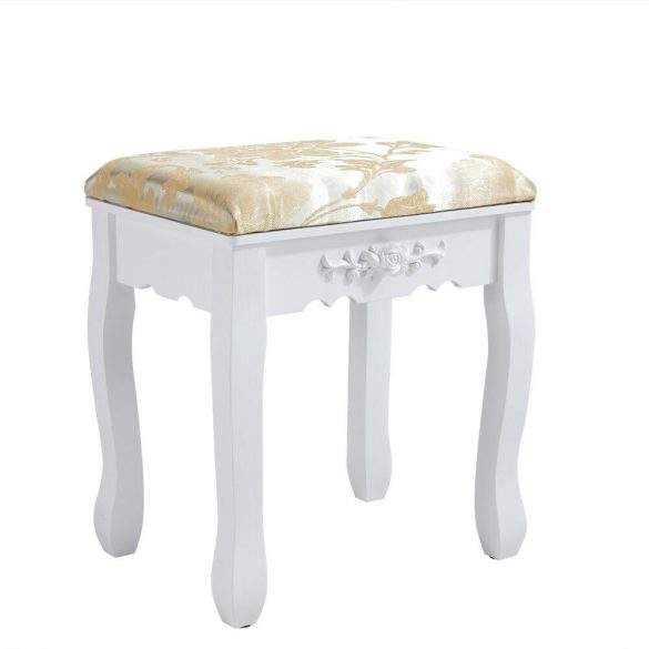 Fésülködő asztal, tükörrel, székkel, 4 db fiók, 138.5 x 75 x 40 cm, Rome, fehér