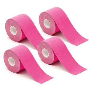 Kineziológiai szalag szett, 4 darab, 5 cm x 5 m, rózsaszín, vízálló, légáteresztő, bőrbarát