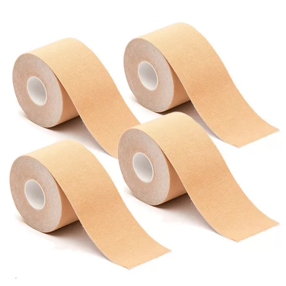Kineziológiai szalag szett, 4 darab, 5 cm x 5 m, bézs, vízálló, légáteresztő, bőrbarát
