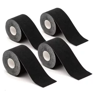 Kineziológiai szalag szett, 4 darab, 5 cm x 5 m, fekete, vízálló, légáteresztő, bőrbarát