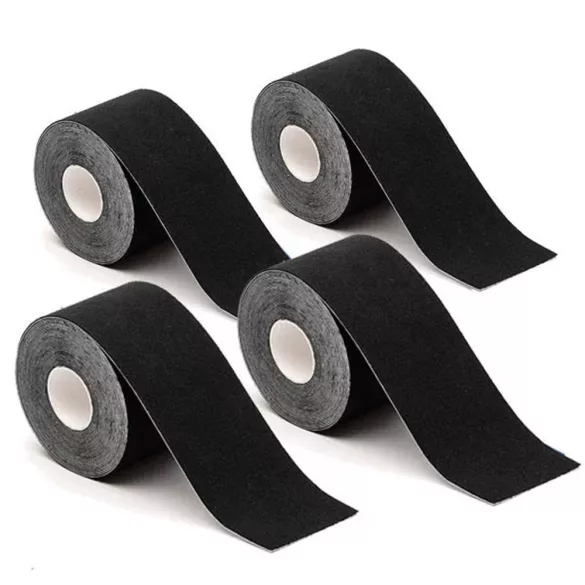 Kineziológiai szalag szett, 4 darab, 5 cm x 5 m, fekete, vízálló, légáteresztő, bőrbarát