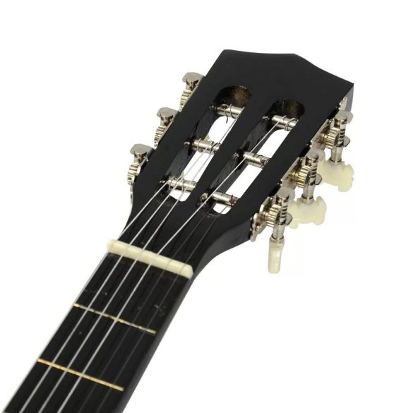 Akusztikus gitár szett, 3/4-es, fekete, ajándék hangolóval, póthúrokkal, hevederrel, puha tokkal