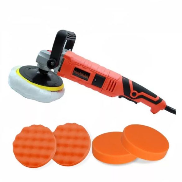 Polírozó készlet, 1580 W, 15 cm tárcsa, 500–3000 ford/perc, állítható fordulatszám, autó- és bútorfelületekhez