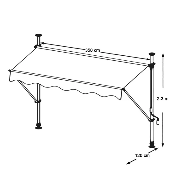 Feltekerhető napellenző, 350 x 120 cm, bézs