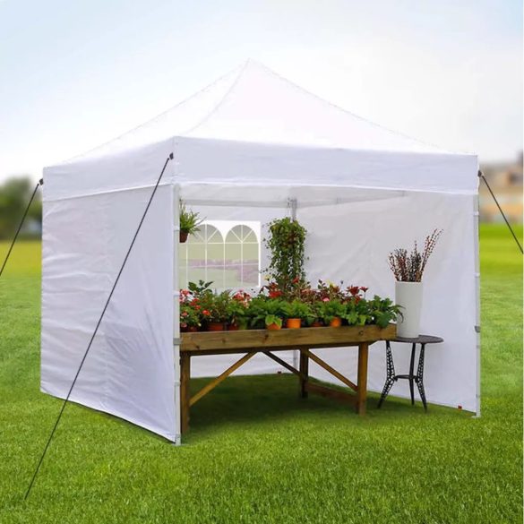 Pavilon tető- és oldalfalponyva, 2,9 × 2,9 m, fehér színben, időjárásálló anyagból, könnyen cserélhető kivitel, meglévő kerti pavilonhoz, kültéri használatra