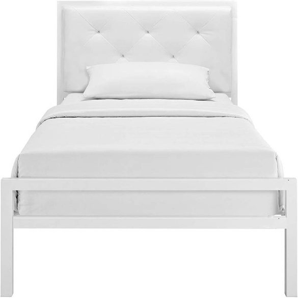 Hanna fém ágykeret, fehér, 90×200 cm, dekoratív fej- és lábtámlával, fém ágyráccsal, 150 kg teherbírás, stabil és elegáns kivitel