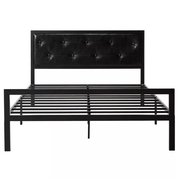 Hanna fém ágykeret, fekete, 160×200 cm, dekoratív fej- és lábtámlával, fém ágyráccsal, 300 kg teherbírás, masszív és elegáns kialakítás