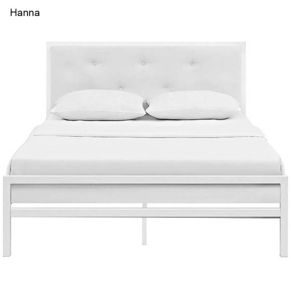 Hanna fém ágykeret, fehér, 160×200 cm, dekoratív fej- és lábtámlával, fém ágyráccsal, 300 kg teherbírás, masszív és elegáns kialakítás