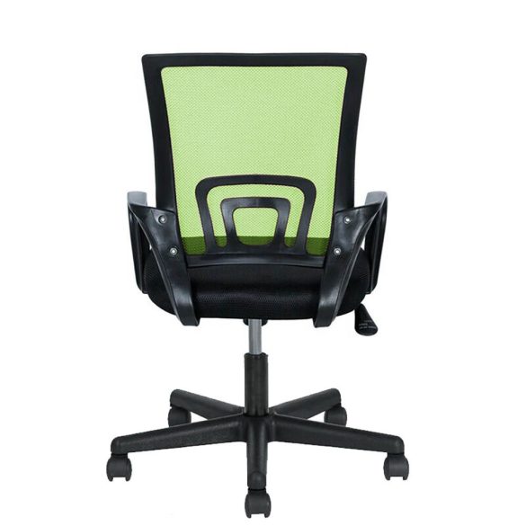 Karfás irodai forgószék, zöld, hálós háttámla, ergonomikus kialakítás, állítható magasság, 360°-os forgás, 100 kg teherbírás, műanyag és szivacs anyagból