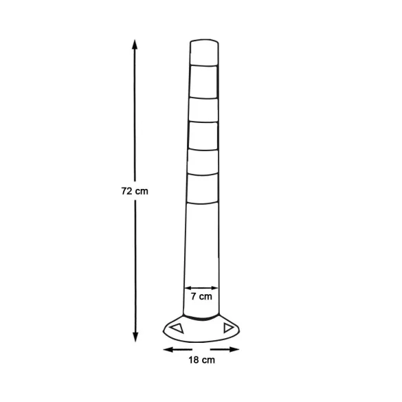 Műanyag terelőoszlop szett, 5 db, 72 cm, narancssárga, 3 fényvisszaverő csíkkal és rögzítőcsavarokkal
