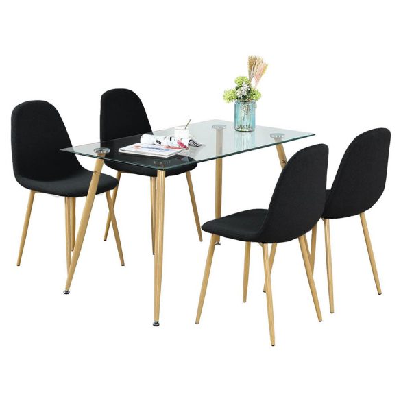 4 db szövetborítású szék, fekete