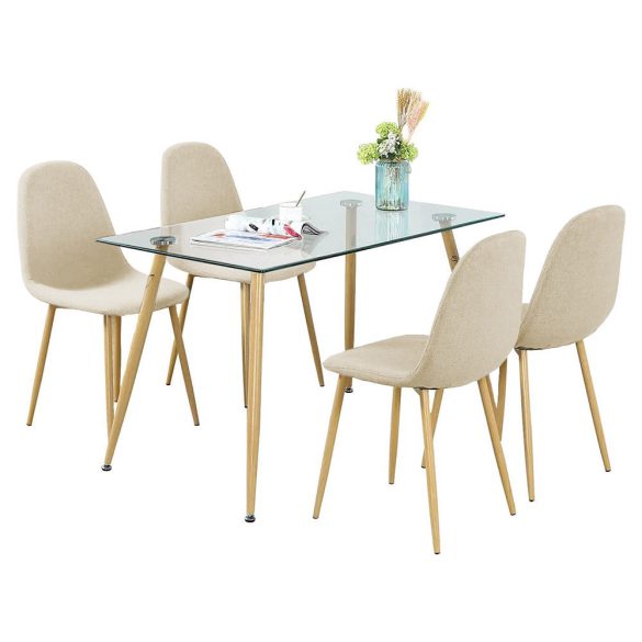 4 db szövetborítású szék, bézs